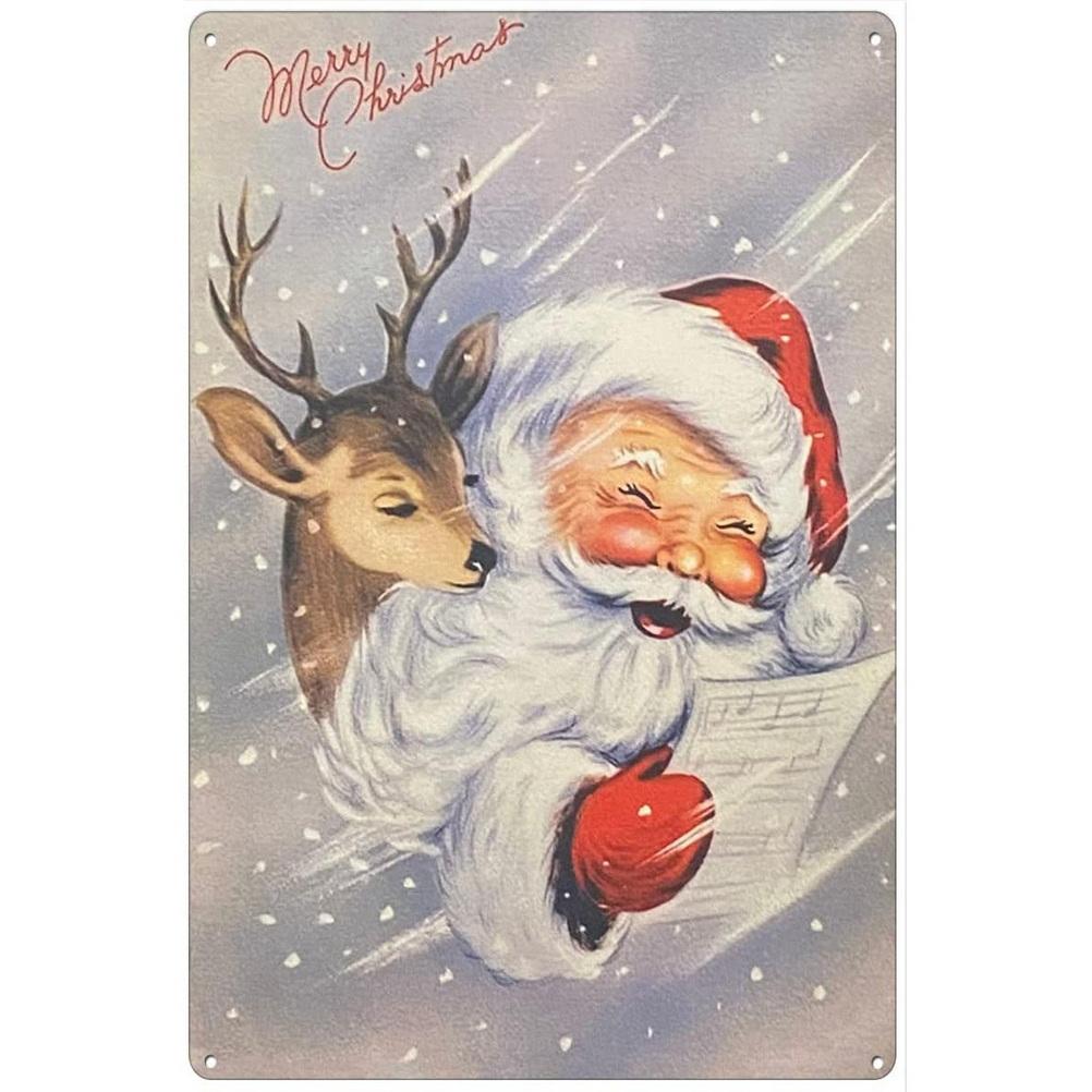 Metal Tin Signs Snow Man Xmas Wall Decoration Plaque Vintage Art Poster Iron Painting for Man Cave Home Cafe Garden Club Bar