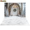 Mocsicka Christmas Photography Background Home New Year Snow Door Tree Decoration Winter Family Holiday Party Backdrop Wallpaper