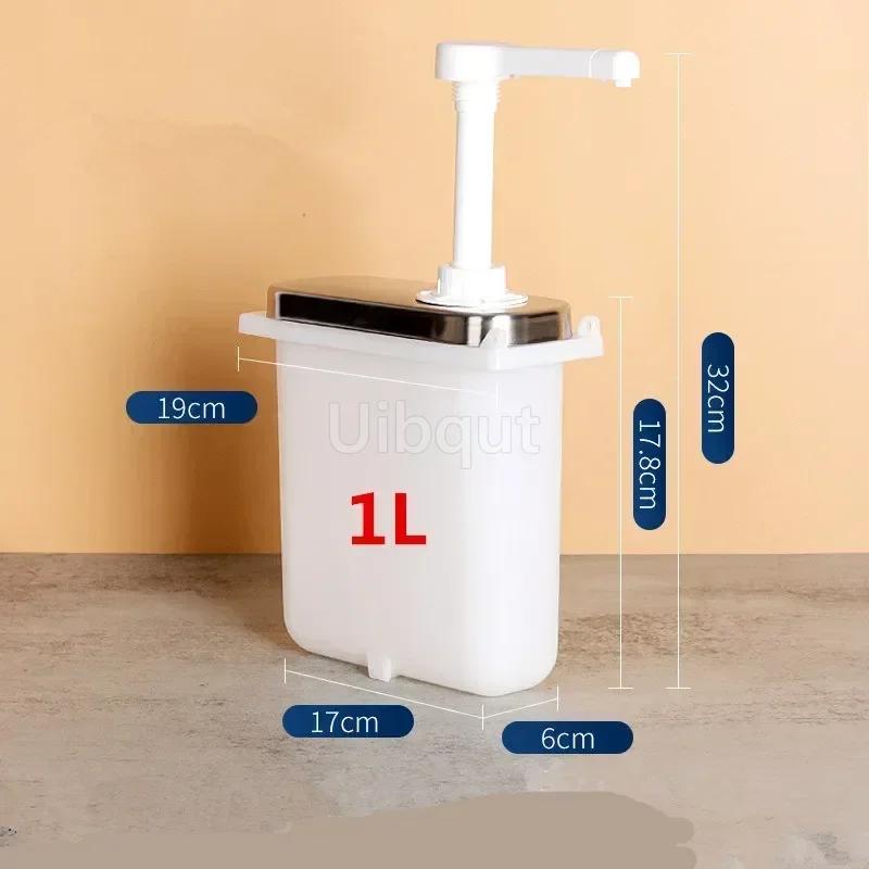 

Condiment Pump Dispenser 1L 2L Manual Stainless Steel Bubble Bubble milk tea shop Sauce Dispenser Dinning Room press bottle 5cc