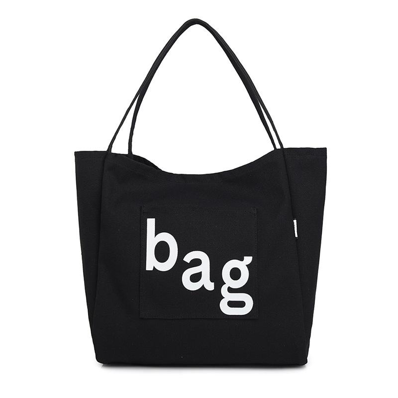 New Fashionable Large-capacity Shoulder Bag, Canvas Bag, Women's Tote Casual Shopping Bag, Small Fresh Letter Printed Bag.