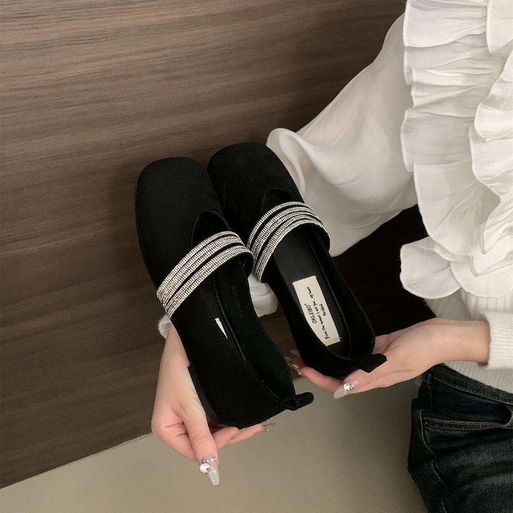 Mary Jane Women's Shoes 2025 New Small Leather Shoes Women's One-pedal Skirt Temperament Flat-soled Silver French Single Shoes