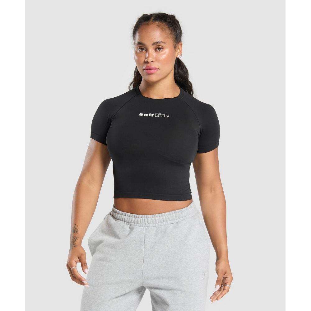 

Gymshark Футболка Soft Life Baby черная B2B3A BB2J XS