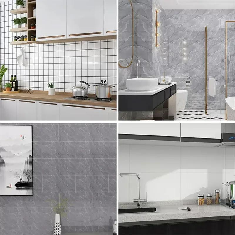 30x30cm Imitation Tile 3D Wall Stickers Kitchen Decor Self-adhesive WallDecoration Bathroom Waterproof And Moisture-proof Marble