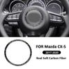 For Mazda CX-5 2017- Carbon Fiber Car Steering Wheel Center Emblem Frame Trim Ring Ecoration Sticker Interior Accessories