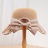 Spring and summer new French straw hat women's big-brimmed sun hat fabric splicing pleated sunscreen hat fine-woven papyrus