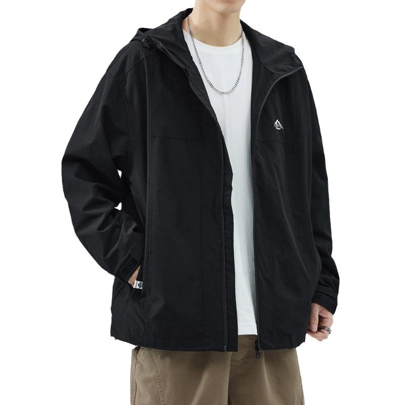 Yacang Charge Jacket Men'S Season Loose Windbreaker Hooded Cotton Jacket Men'S Clothes Casual Jacket Men'S