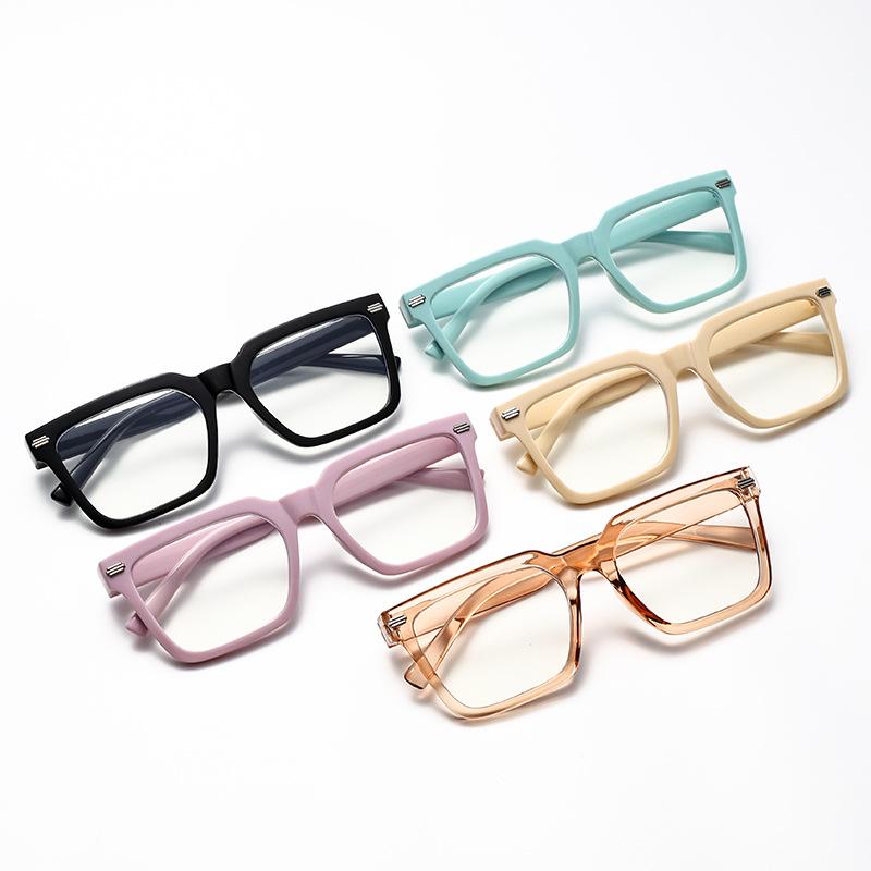 L09 Square Rice Nail Fashion Frame, Trendy Fashion Anti-Blue Glasses, Thin Plain Flat Mirror Frame