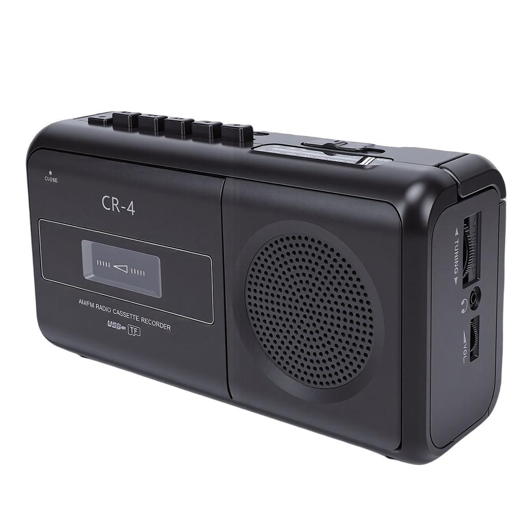 Portable Cassette Tape Recorder Player AM FM Radio Stereo Built in Mic USB Interface 3.5MM Headphone Jack Battery AC