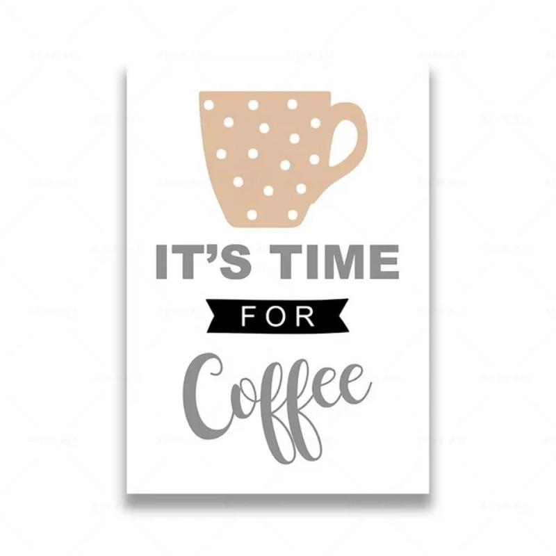 Nordic Coffee Shop Canvas Painting  Minimalist Line Art of Coffee Mugs  Flowers  Kitchen Wall Decor Posters  Prints  Modern Home