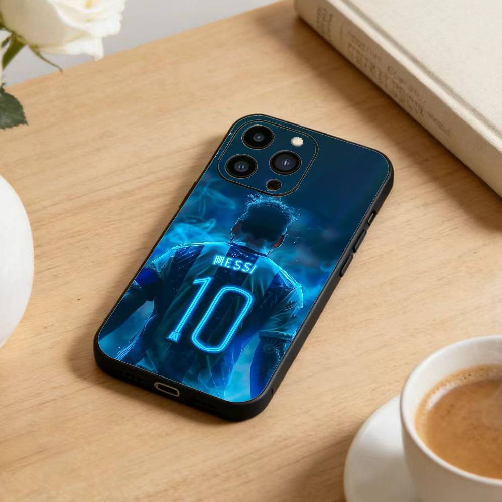 Football Star Messi Phone Case For iPhone 17 16 15 14 13 12 Max Plus Silicone Black Cover