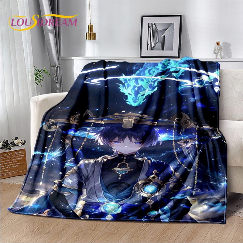 2025 New Cartoon Genshin Impact Character Solo Game Soft Blanket,Soft Throw Blanket for Home Bedroom Bed Sofa Picnic Child Gift