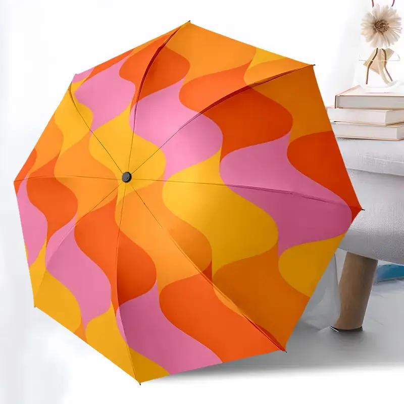 

Automatic Open/Close Folding Umbrella with 8-Rib Sturdy Canopy, Lightweight & Portable, Vibrant Multicolor (Pink, Orange, Yell Iron&8K
