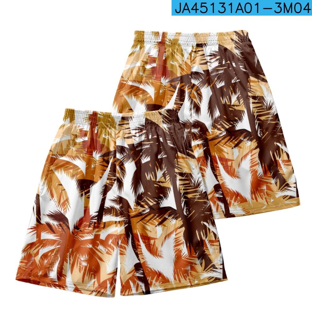

European And American Coconut Tree Hawaiian Men S Casual Shorts Beach Pants XXS