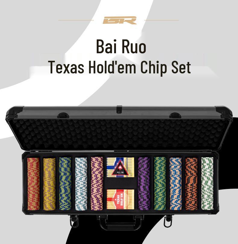 High-End Texas Hold'em Poker Set: Crown Clay Chips, Mahjong Cards, Aluminum Case, Poker Table Cloth