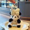 Delightful Tie Bow Panda Plush Keychain Cute Soft Key Ring Ideal For Creative Gifts