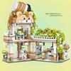 Street View Spring Style Cute Bear Cafe Store, Panda Tea House Mini Building Blocks Set, Diy Brick Set, Home Decor,