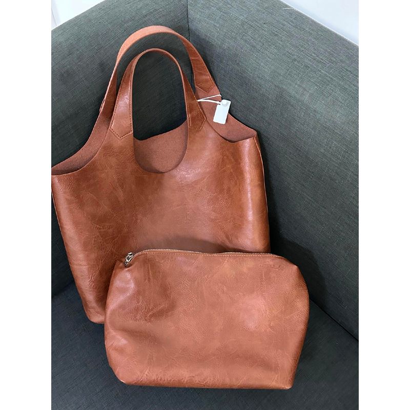 

Retro Large Capacity Bag Women s Bag 2025 New Trendy Korean Style Versatile Tote Bag Fashion Shoulder Work Commuter Bag Brown [no inner bag]]