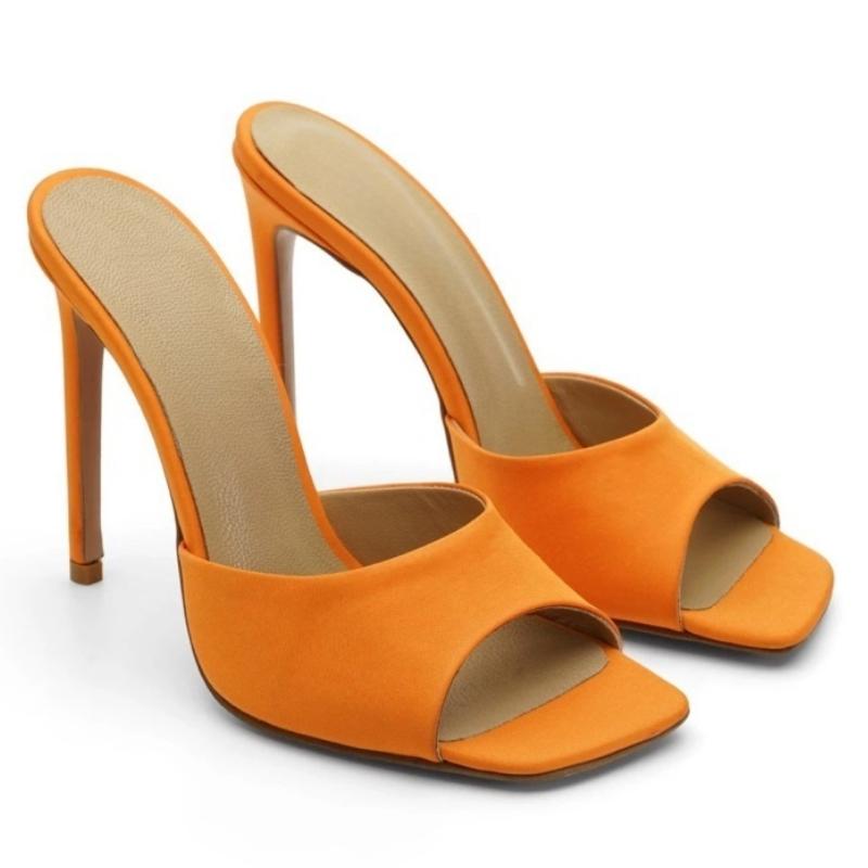 Sexy Women's Slippers High Heels Mules Summer Party Shoes 2025 Outdoor Designer Peep toe Slides Black Pink White Large Size 45