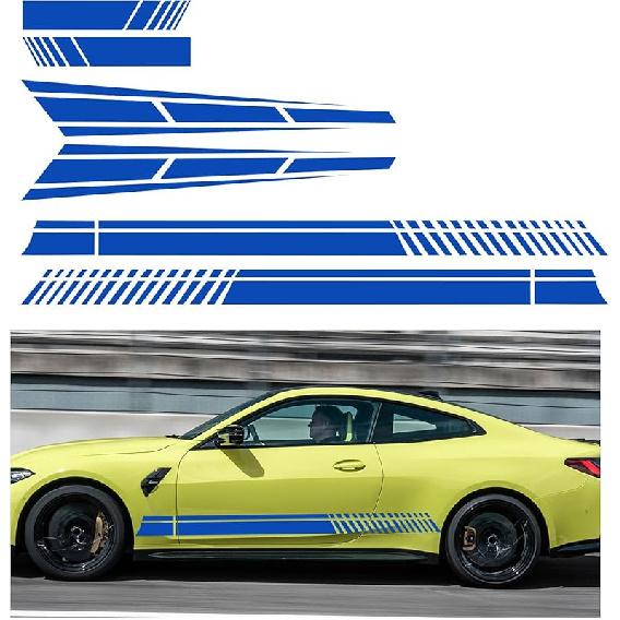 Augeny 6PCS Car Hood & Side Stripe Decals, Modified Auto Rearview Mirror Decal, Universal Graphic Stripe Decor For Car Skirt Roof Bumper (Style1,
