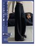 Women's Black High-Waist Wide-Leg Sweatpants - Loose, Comfortable, Floor-Length, Summer Casual