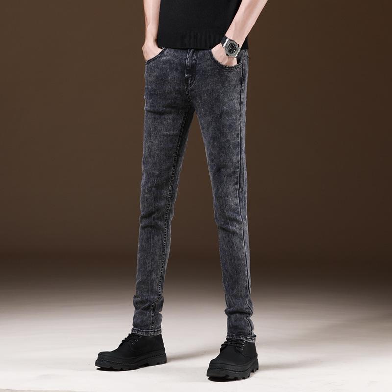 Men's Slim Fit Velvet-Enhanced Jeans - Boys' Autumn/Winter Casual Korean Style, Thickened and Trendy for Students.