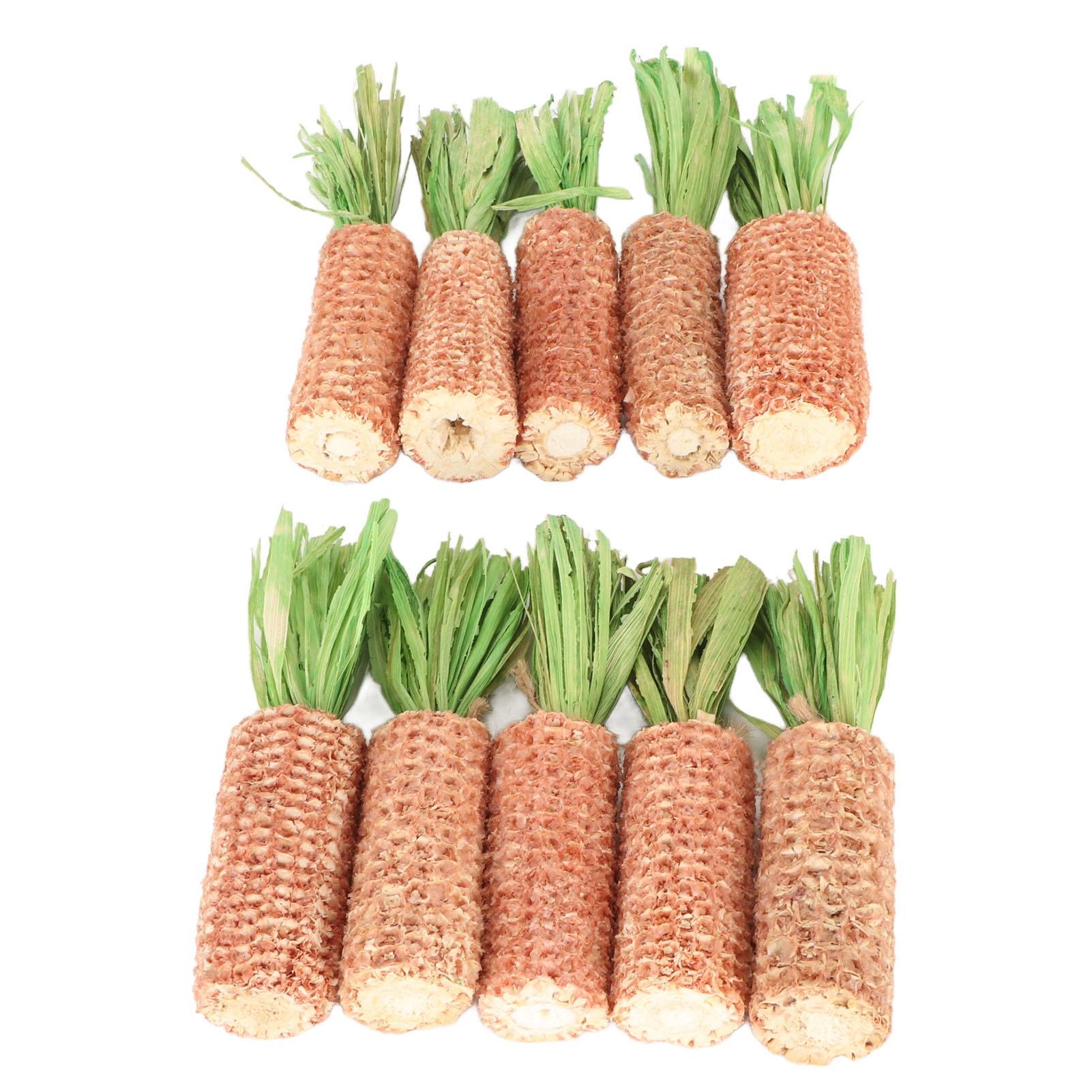 10Pcs Hamster Corn Cob Toy Carrot Shaped Teeth Grinding Rabbit Corn Cob Chew Toy for Hamster Guinea Pig Rabbit Parrot Green L Size