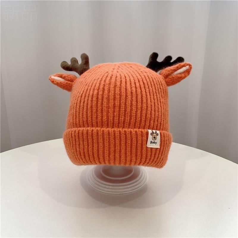 Infants and Toddlers Knitted Wool Hat Autumn and Winter Children's Christmas Antlers Thickened Warm Hat Ear Protector Pullover Hat 2080-1