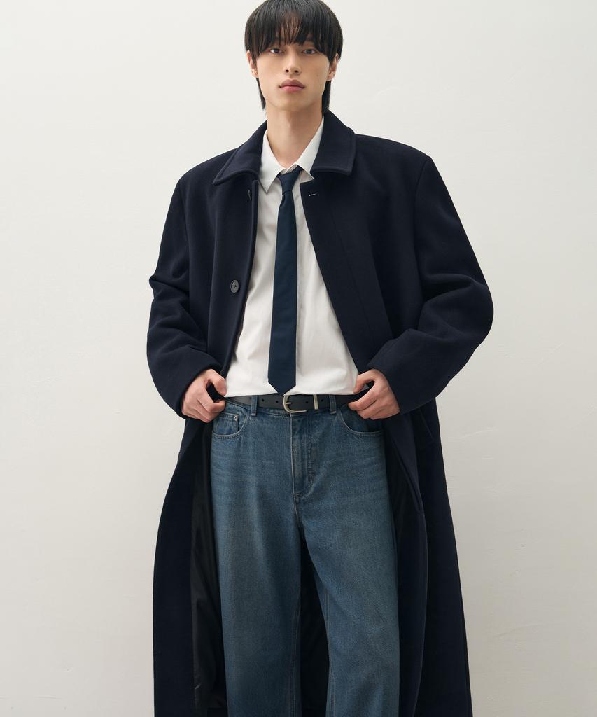 Draw Fit Premier Wool Balmacaan Chester Coat [Navy]