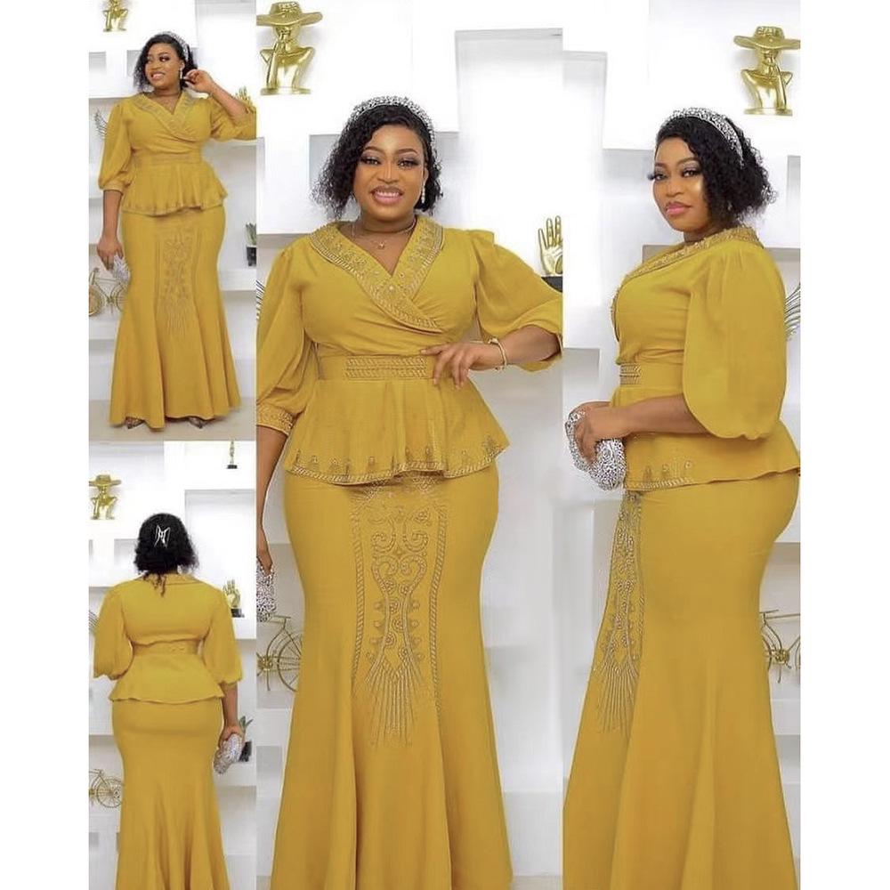 Wish Celebrity Slim Fit Two-Piece Dress Set: Top and Skirt, European and American Style, Plus Size Women's Fashion