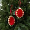 Christmas Tree Ball Hanging Ornament Velvety Bauble Decoration with Beaded Trim for Holiday Tree Wreath Styling