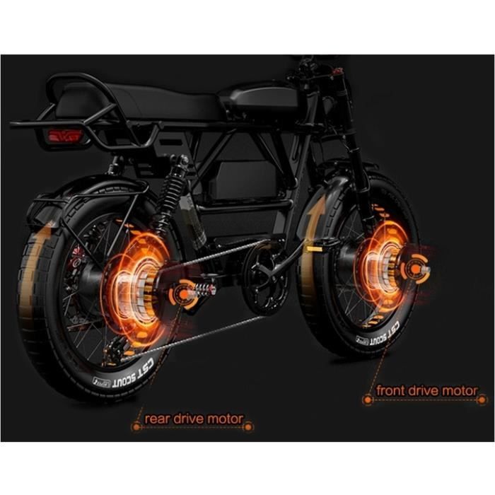 Vélo Électrique - LANKELEISI - X-Black Kinght - 2000W - 48V 45Ah - 48km/h - 280km