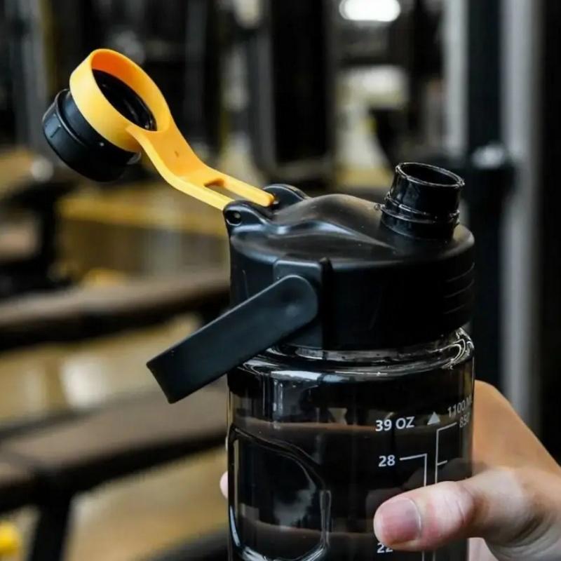 Portable Large Capacity Sports Water Bottle Plastic Cup Leak-proof With Straw And Time Marker For Home Outdoor Sports