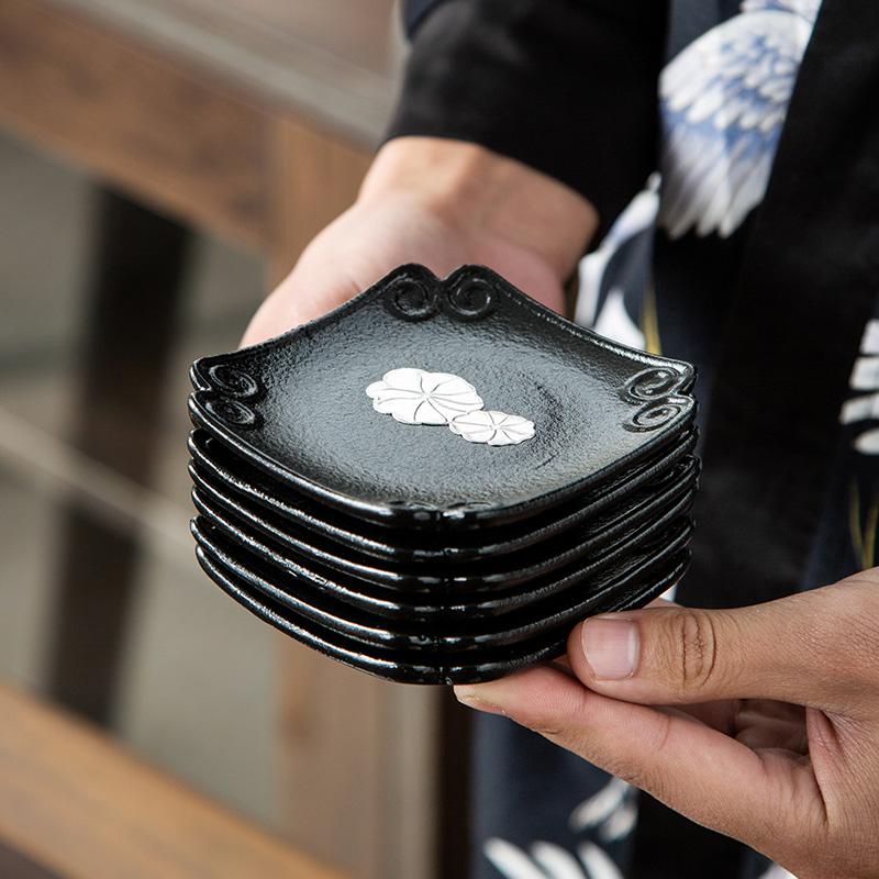 Ceramic Coaster Creative Crude Pottery Tea Tray Black Pottery Insulation Pad Zen Home Kung Fu Tea Set Tea Ceremony Accessories