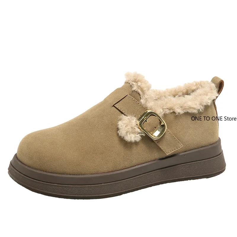 Fashion New Soft Round Toe Winter Shoes Women Casual Sneakers Female Flats Clogs Platform Loafers With Fur Autumn Dress Retro Creepers