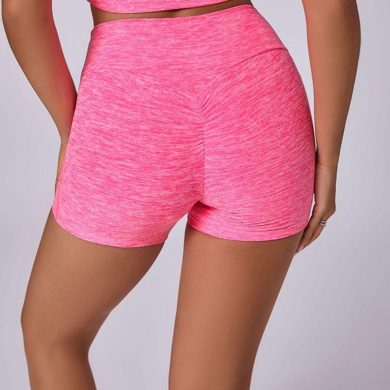 

Fashion Brushed Tight Yoga Shorts Women s High Waist Belly Contracting Fitness Pants Hip Lifting Running Sports Sexy Stretch Peach Hollywood powder L