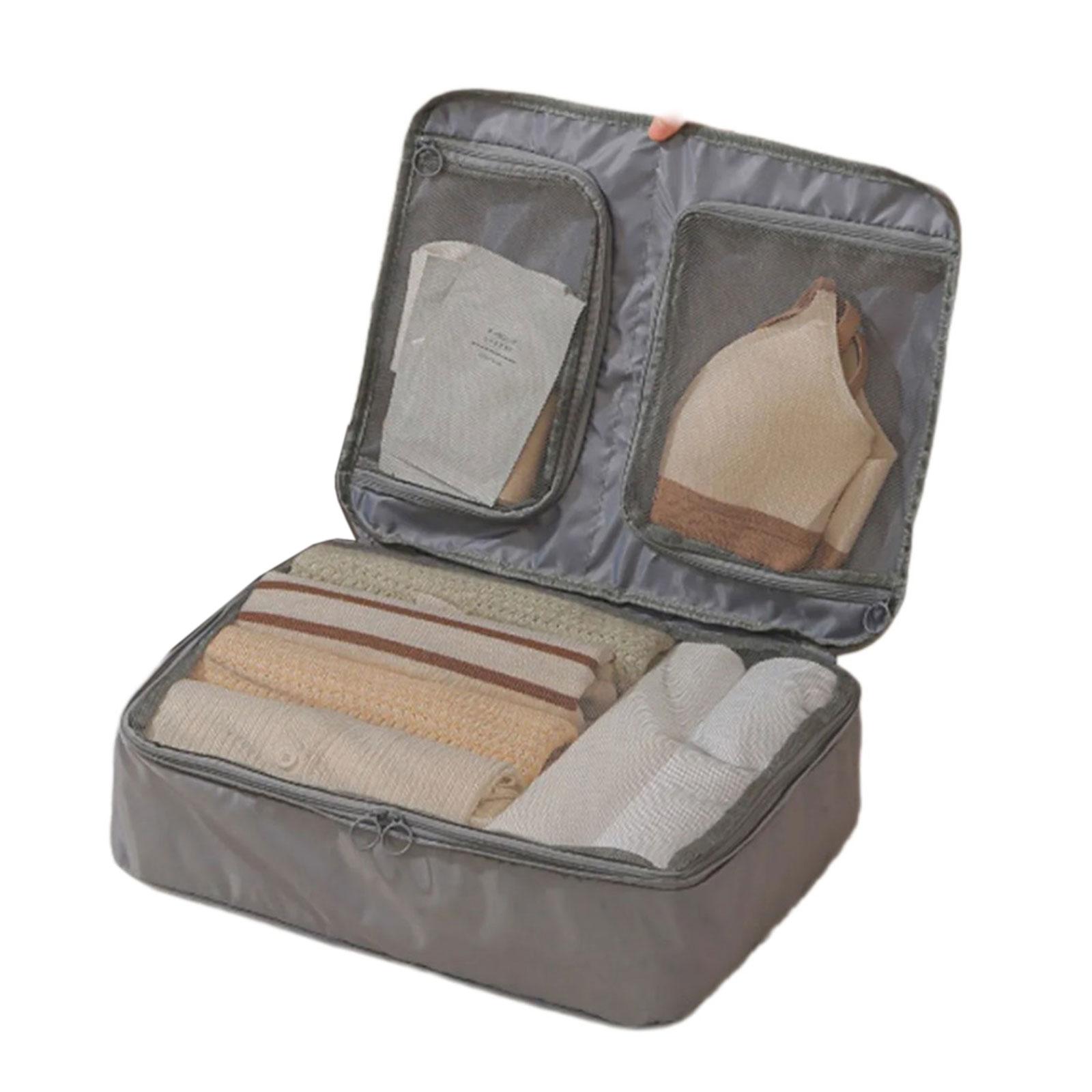 

Дорожная сумка-органайзер с 3 карманами, большой вместимости, дышащая сетчатая, для хранения одежды, нижнего белья, багажа M серый
