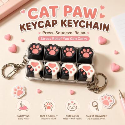 Cat Paw Stress Relief Clicker 4/9 Keys Fidget Keychain Relaxing Calming Keychain Keys Bag Charms