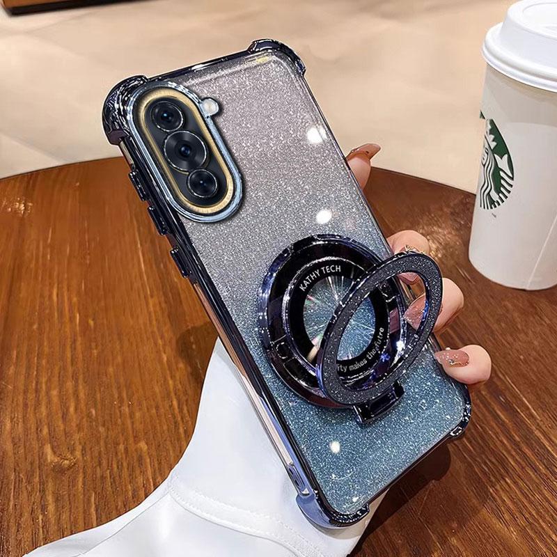 Nova11 11pro Case Luxury Magnetic Bracket Shockproof Cover For Huawei Nova 11 12 10 9 9SE pro Case with Holder shiny Glitter