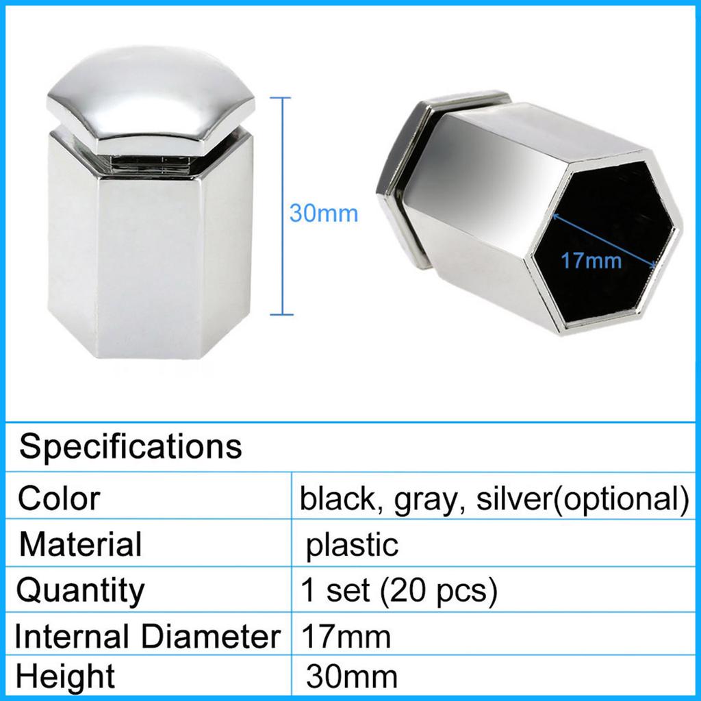 Set of 20Pcs 17mm Car Wheel Nut Bolt Covers Plastic Caps for Vauxhall