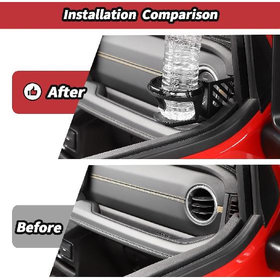 JeCar Front Door Cup Holder Fit For 2018-2024 2025 Up Jeep Wrangler JL JLU Gladiator JT (Passenger Side)