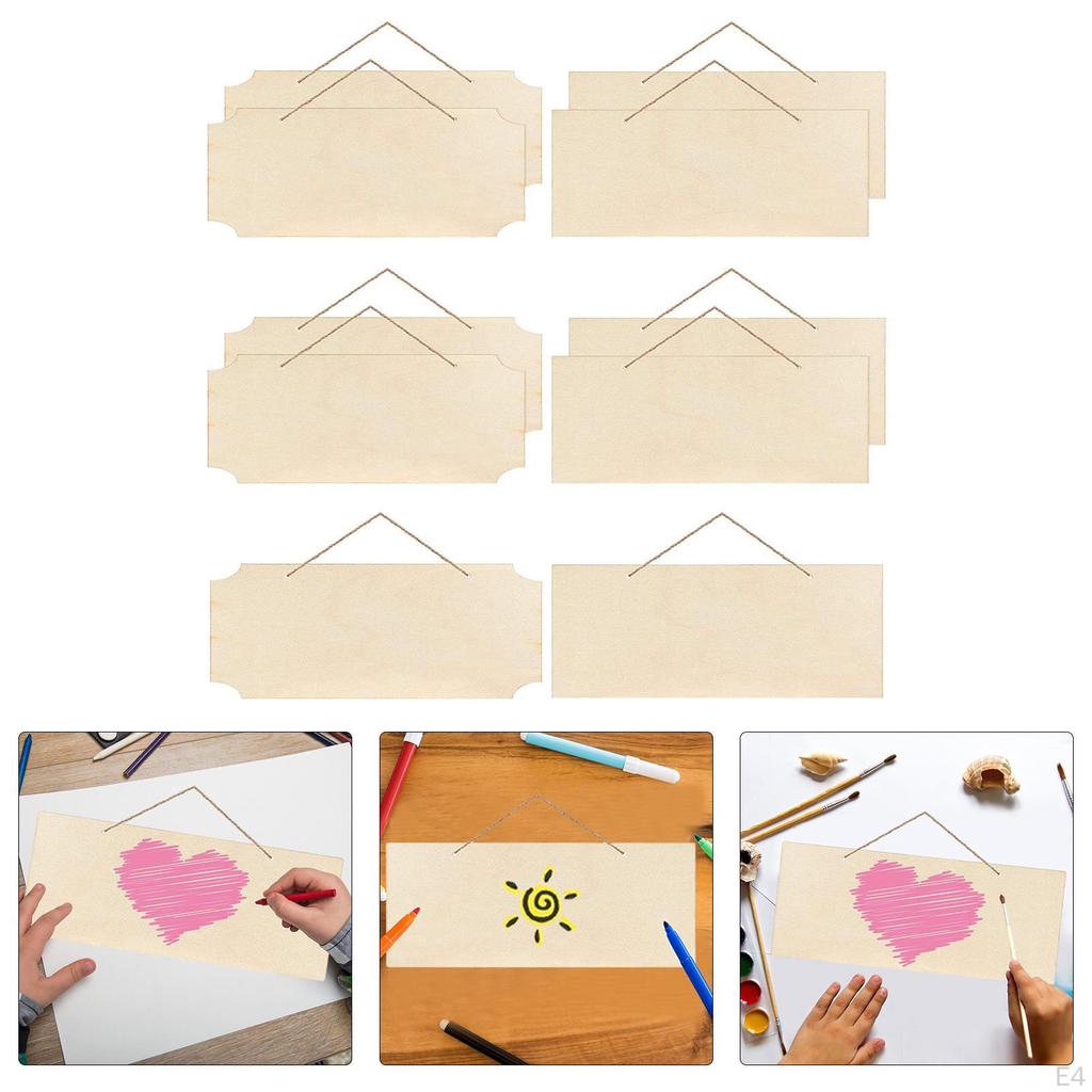 5-Pieces Hanging Wooden Plaques DIY Plain Slices