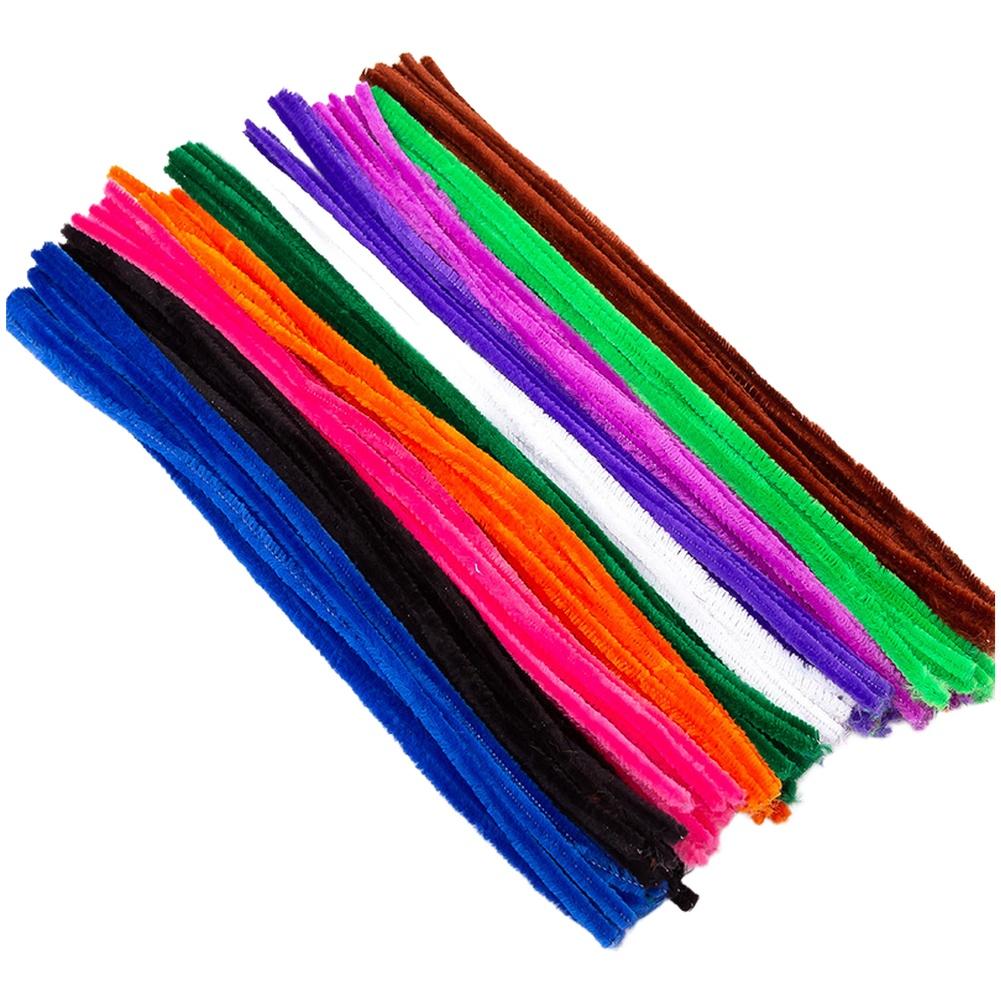 

100PCS Colorful Chenille Yarn Pipe Cleaner Fluffy Rods for Children Handmade Flowers and DIY Art Craft Projects
