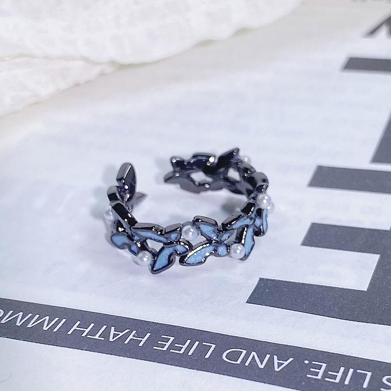 Dark Series Personality Trendy Cool Love Open Ring Irregular Inlaid Zircon Punk Retro High Sense Ring Woman
