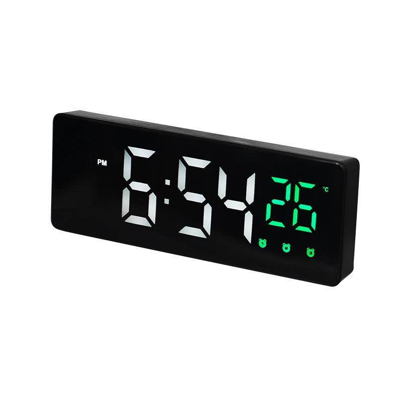 Silent LED Mirror Clock with Three Alarms - Ideal for Students & Kids' Bedside Desk