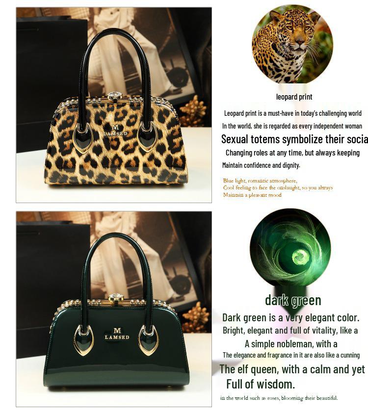 Patent Leather Mom's Handbag: Fashionable Genuine Leather Crossbody Shoulder Bag