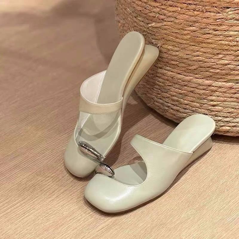 Mode Damen Hausschuhe Mittelhohe Absätze Modeschuhe Sommer Pantoletten Schuhe Damen Sandalen 2025 Designer Trend Pumps Bequeme Damen Zapatillas