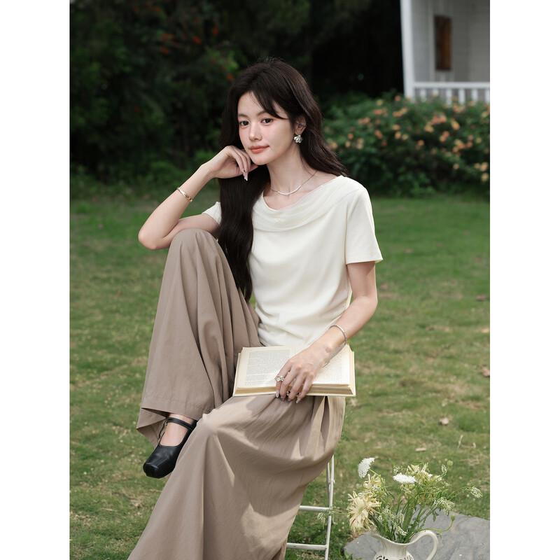 Women's High-Waist Pleated Khaki Casual Pants