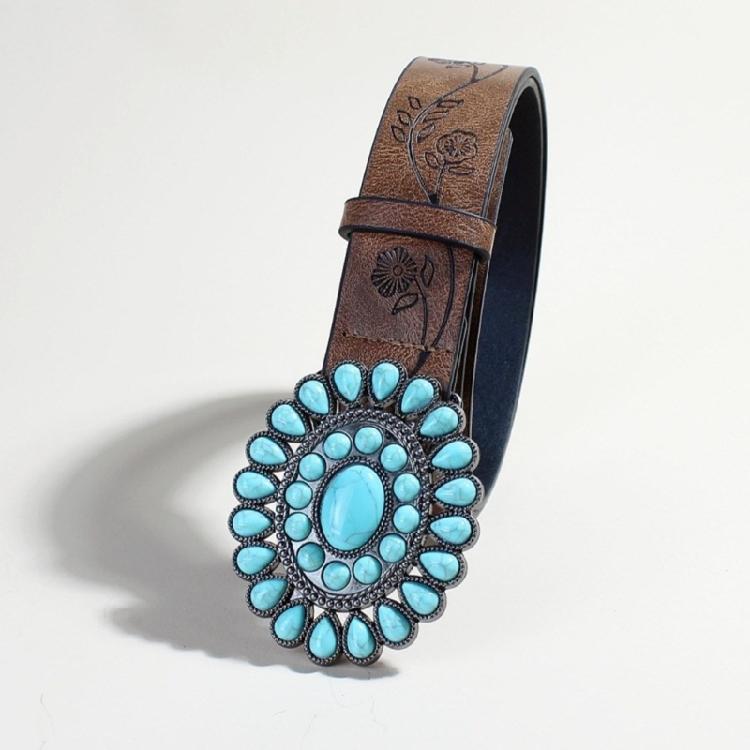 Girl Belt Cowgirl Embossed Waist Belt Rock and Roll Retro for Jeans Dress