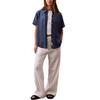 Calvin Klein Soft Solid Color Pointed Collar Loose Short Sleeve Shirt Women Shirts Blue 47B937G-420
