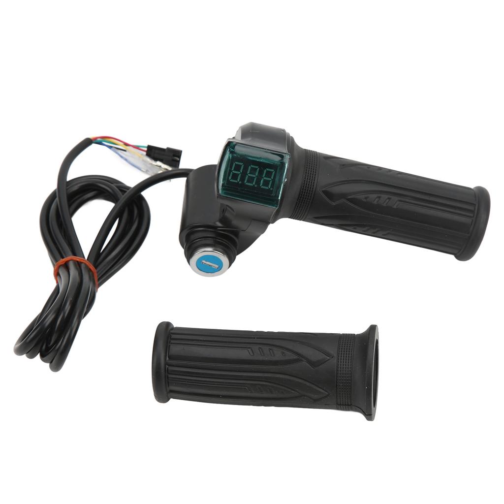 2PCS Electric Bicycle Throttle Grip Speed Control Throttle Handle with Green Digital Display